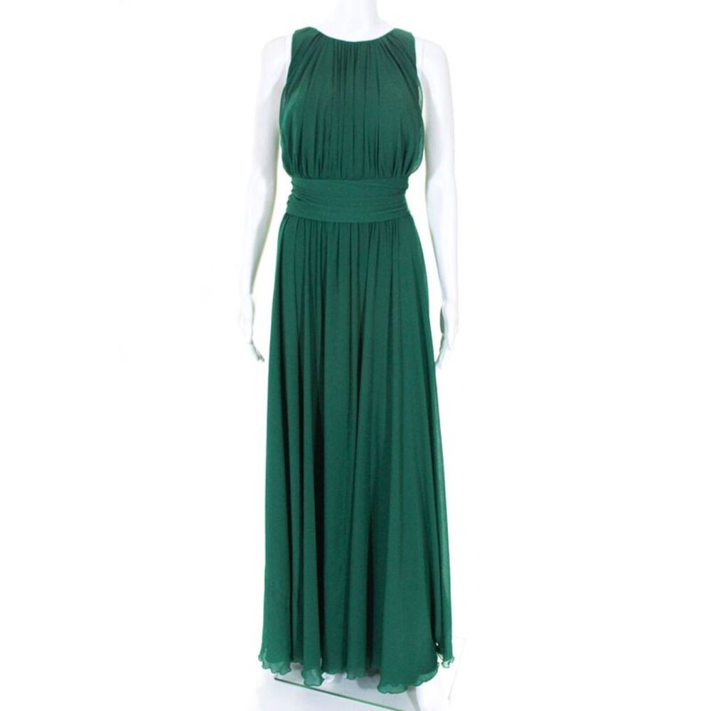 Badgley Mischka Womens Sleeveless Fluorite Emerald Gala Gown Size 12 10882768